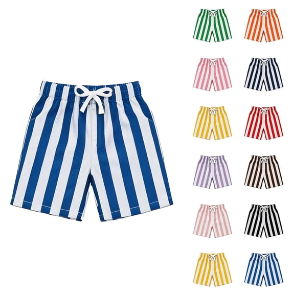 Boys Sports Shorts Striped Loose Fit Breathable Casual Summer Beach Shorts for Boys Outdoor Vacation Clothes