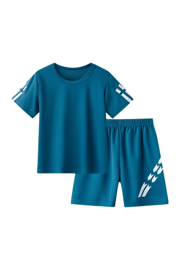Boys' Sports Suit Short Sleeve T-Shirt Tops with Shorts Summer Quick-drying Clothing Set Jogging Football Tracksuit