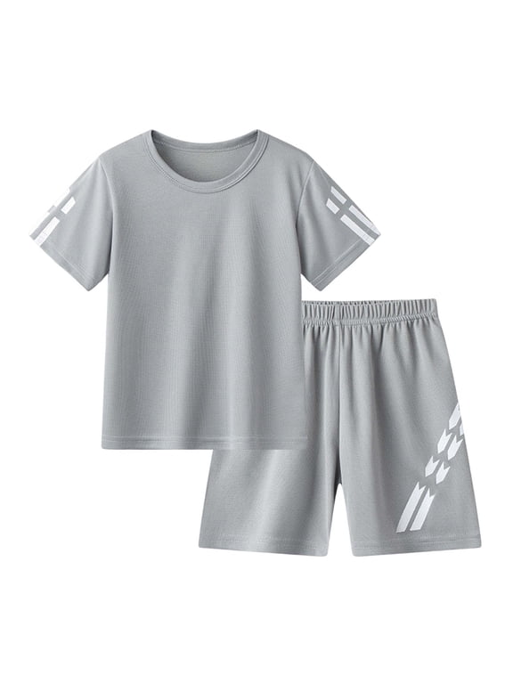Boys Sports Suit Summer Solid Color Quick Drying Mesh Short Sleeved Set Childrens Basketball Suit Two Piece Set
