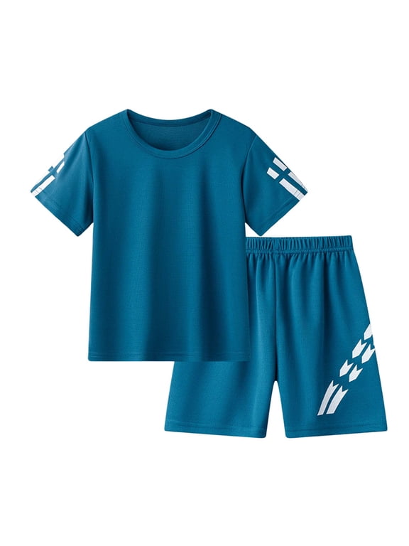 Boys Sports Suit Summer Solid Color Quick Drying Mesh Short Sleeved Set Childrens Basketball Suit Two Piece Set