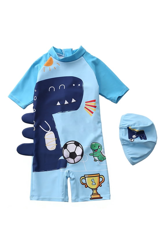 Boys Sporty Swimwear Outfit Sets Long Sleeve Shirt Hood Upf 50 Sun Rash Guard Surfing Outdoor Clothes,Dark Blue,S
