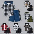 thumbnail image 1 of Boys Spring Outfits Size 10 Boys Clothes Plaid Hooded Shirt 2pcs Outfit: Button Front Toddler Fall Winter Hoodie & Jogger Set (4-8 years), 1 of 9