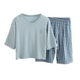 thumbnail image 1 of Boys Spring Outfits Summer 3 Quarter Sleeve Pajama Set Leisure Lightweight Loungewear Set Boy Clothes Light Blue 3 Years-4 Years, 1 of 3