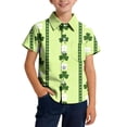 thumbnail image 1 of Boys St.Patrick's Day Shirt Clover Printed Short Sleeve Button Up Shirts Hawaiian Beach Casual Dress Shirts Size 2-10 Years, 1 of 6