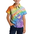 thumbnail image 1 of Boys St. Patrick's Day Shirt, Rainbow Shamrock Short Sleeve Button Down, Soft Stretch Kids Top Ages 2-15,Size 8 T, 1 of 7