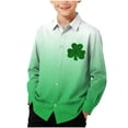 thumbnail image 1 of Boys St Patricks Day Shirt Long Sleeve Button Down Army Green Gradient with Glitter Shamrock Comfort Stretch Sizes 3-16 Years,Size 7-8 T, 1 of 7