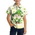 thumbnail image 1 of Boys St Patricks Day Shirt with Gnome & Shamrock Print, Short Sleeve Button Down, Comfortable Stretch Fabric, Sizes 2T-14Y,Size 2 T, 1 of 7