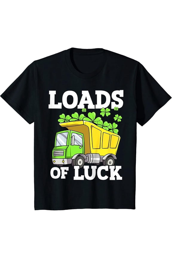 Boys St Patricks Day Toddler Lucky Construction Truck, T-Shirt for Kids Youth, 180gsm, 100% Cotton