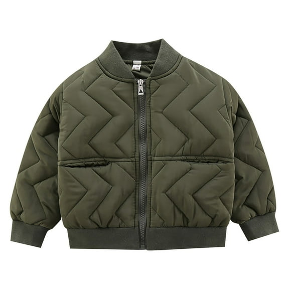 Boys' Stand Up Collar Irregular Stripe Print Solid Color Long Sleeve Zipper Cotton Jacket Girls Outfits Size 10 to 12