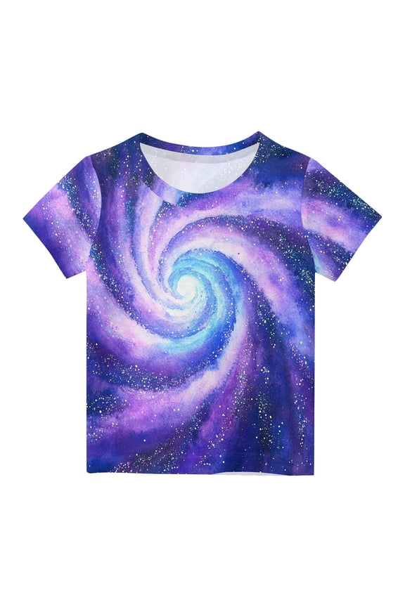 Boys Star Print Short Sleeve T-Shirt Round Neck, Casual Versatile Graphic Tee for Summer, for 3-14 Years