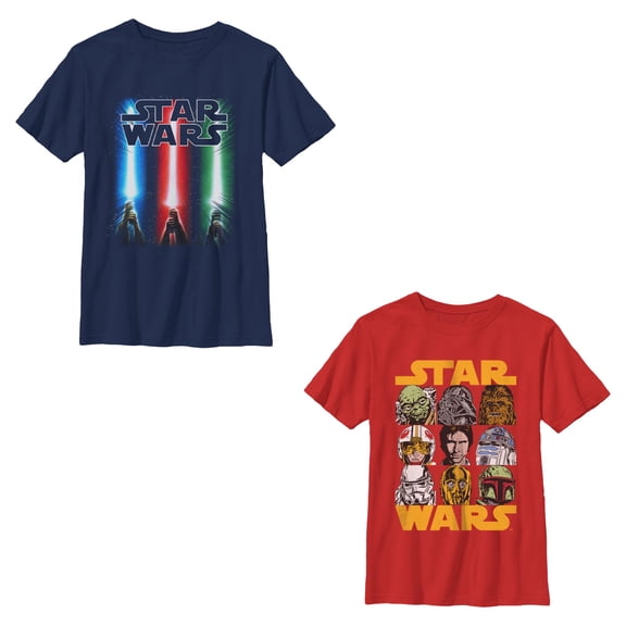 Boys Star Wars Classic Lightsabers and Character Portraits T Shirt
