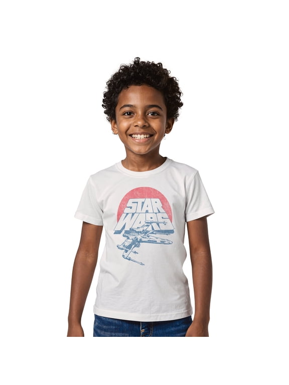 Boys Star Wars Distressed Spaceship Logo T Shirt