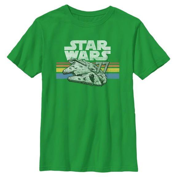 Boys Star Wars Millennium Falcon 77' Vintage Stripes T Shirt