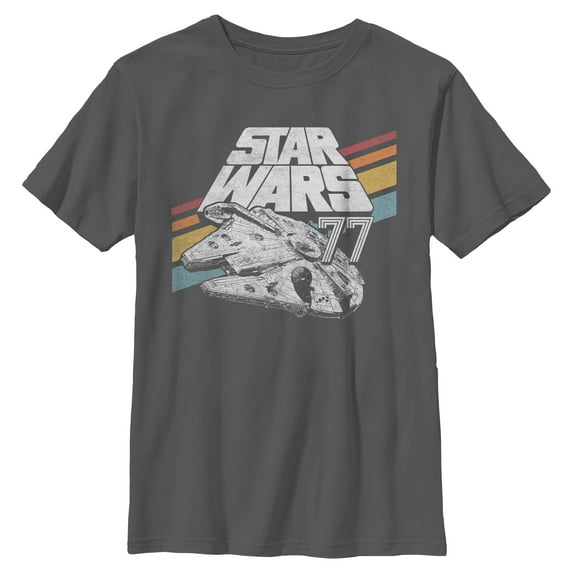Boys Star Wars Retro 77 Millennium Falcon Stripes T Shirt