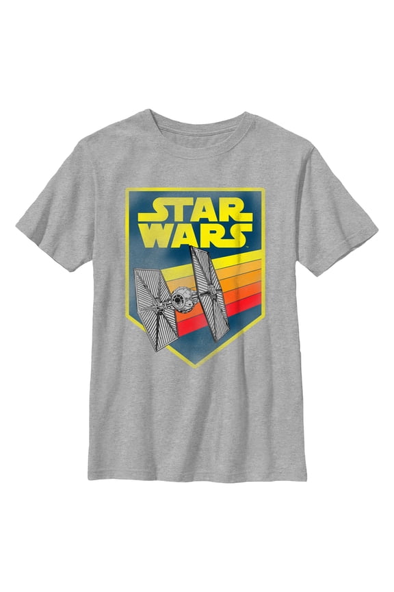 Boys Star Wars TIE Fighter Retro Stripes Crest T Shirt
