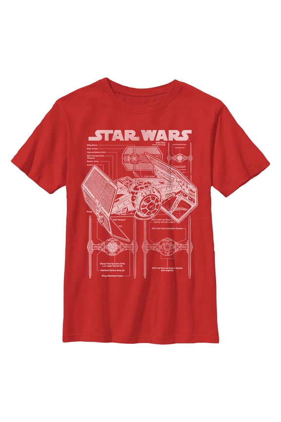 Boys Star Wars TIE Fighter Schematic T Shirt