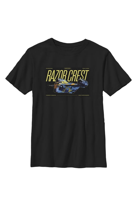 Boys Star Wars: The Mandalorian and Grogu Bounty Hunter Razor Crest T Shirt
