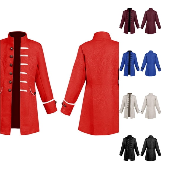 Boys Steam Punk Pirate Coat, Gothic Dovetail Jacket for Kids School Musical and Cosplay Party Wear