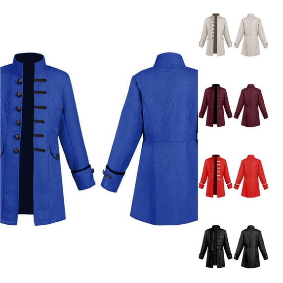 Boys Steam Punk Pirate Coat, Medieval Gothic Dovetail Jacket for Kids School Musical and Cosplay Party Wear