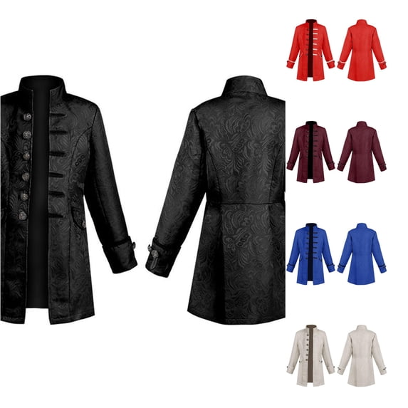 Boys Steam Punk Pirate Coat, Medieval Gothic Dovetail Jacket for Kids School Musical and Cosplay Party Wear
