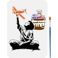 thumbnail image 1 of Boys Stencil for Painting 8.3x11.7inch Hollowed Banksy Style Template with Brush Boy Model Airplane Painting Stencil Toy Cars Stuffed Bear Stencil Banksy Theme Template for DIY colorful, 1 of 9