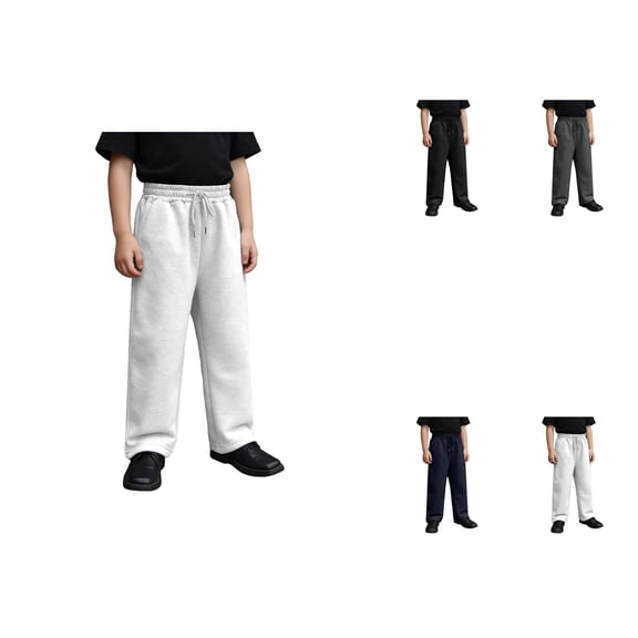 Boys Straight Leg Casual Trousers with Slant Pockets, Soft Breathable Fabric for Easy Play and Daily Durable Wear, Elastic Waist Uniform Pants