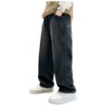 thumbnail image 1 of Boys Straight Leg Jeans Size 14 Short Boys Wide Leg Jeans Kids Casual Straight Baggy Denim Pants with Pockets 5-14 Years Denim Shorts for Juniors, 1 of 8