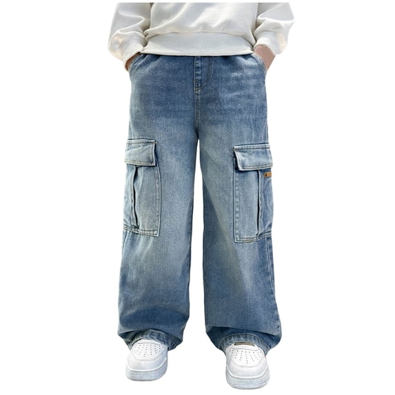 Boys Straight Leg Jeans Size 6 Cool Boys Skinny Fit Cotton Ripped Destroyed Distressed Slim Jeans Kids Stacked Washed Denim Pants Slacks for Boy