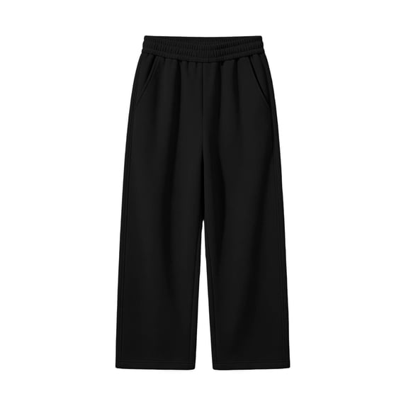 Boys Straight Leg Sweatpants, Fall Elastic Waist Loose Fit Sweat Pants, Casual Fleece Jogger Sports Trousers with Pockets