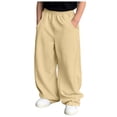 thumbnail image 1 of Boys Straight Wide Leg Pants with Front Seam Detail Loose Fit Lounge Sweatpants for Kids 4-15Y, 1 of 8