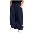 thumbnail image 1 of Boys Straight Wide Leg Pants with Front Seam Detail Loose Fit Lounge Sweatpants for Kids 4-15Y, 1 of 8