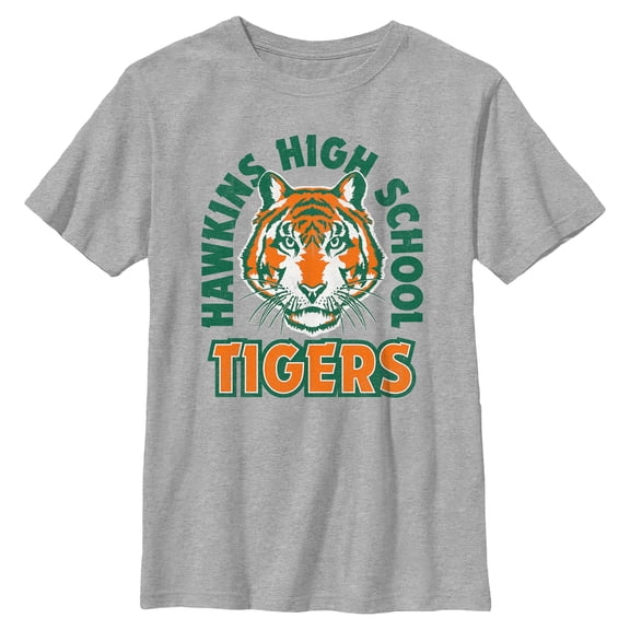 Boys Stranger Things Hawkins Badge High School Tigers T Shirt