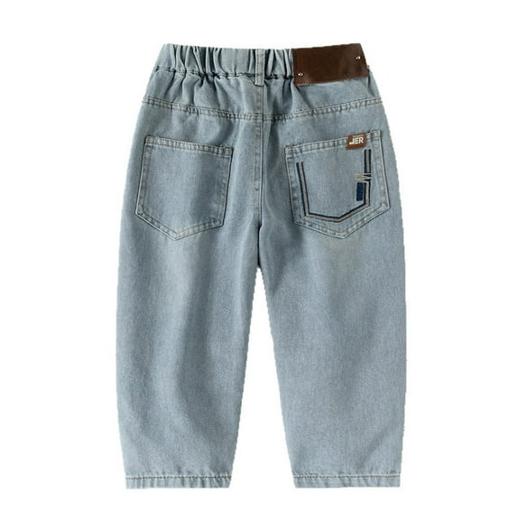 Boys Stretch Denim Pants For Kids Comfortable Casual Loose Fit Jeans With Elastic Waist For Outdoor School Daily Wear