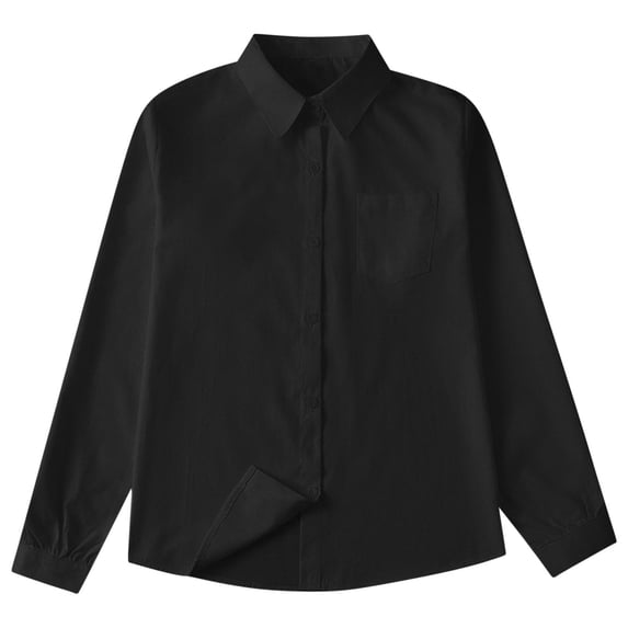 Boys Stretch Long Sleeve formal Button Down Shirt 100%Cotton Wrinkle Free Toddler Dress Shirt School Uniform Black 12 Years(S)