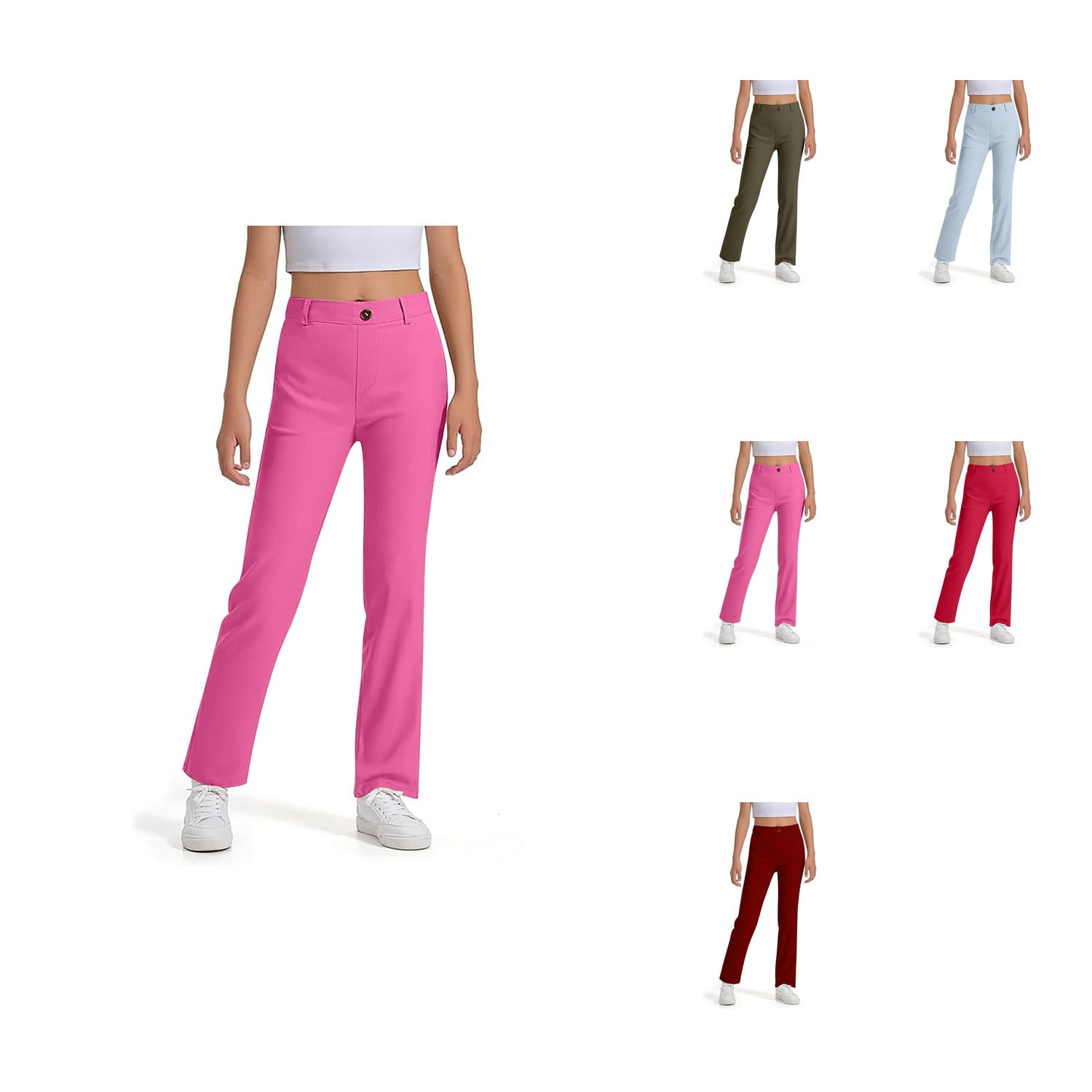 Boys' Stretch Pull On Chino Pants, Kids School Twill Pants, Wide Leg ...