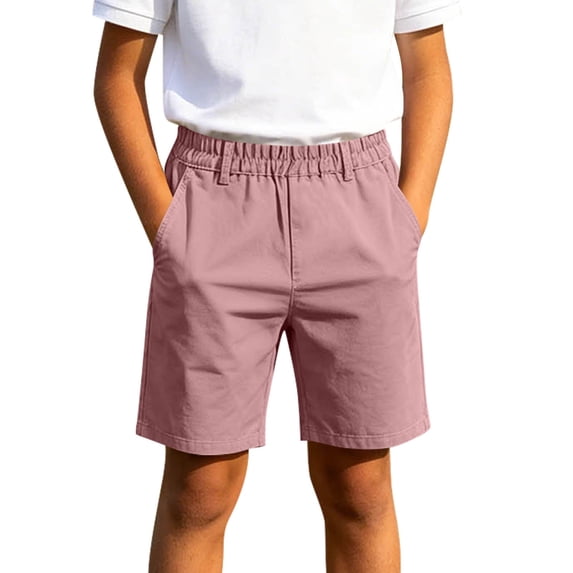 Boys Stretch Pull On Chino Shorts Kids School Uniform Youth Shorts 5-15Y Hot Pink