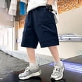 thumbnail image 1 of Boys Stretch Waist Cargo Shorts with Drawstring for Summer Casual Streetwear and Outdoor Activities Tween Kids Summer Soft Comfy Trousers Y2K Streetwear Cute Teen Basic Pants, 1 of 5