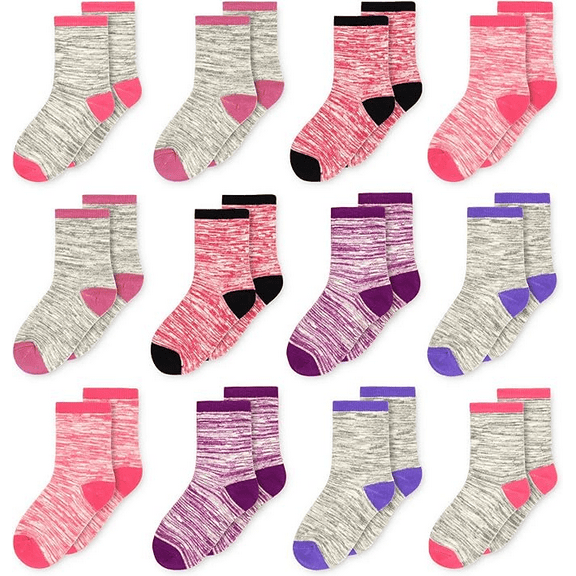 Boys Striped Cotton Socks - 12 Pairs Breathable Calf Socks for Toddler Kids Boys or Girls 1-14 Years Old Athletic Half Cushion Socks Set