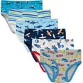 thumbnail image 1 of Boys Striped Dinosaurs Underwear Toddler Kids Truck Cars Briefs Soft Cotton Underpants (Pack of 6) Size 10, 1 of 6