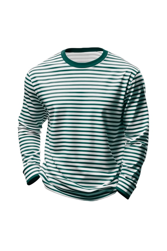 Boys' Striped Long Sleeve Base Layer Top Crew Neck Color Block Striped T Shirt Green 4 Y-5 Y
