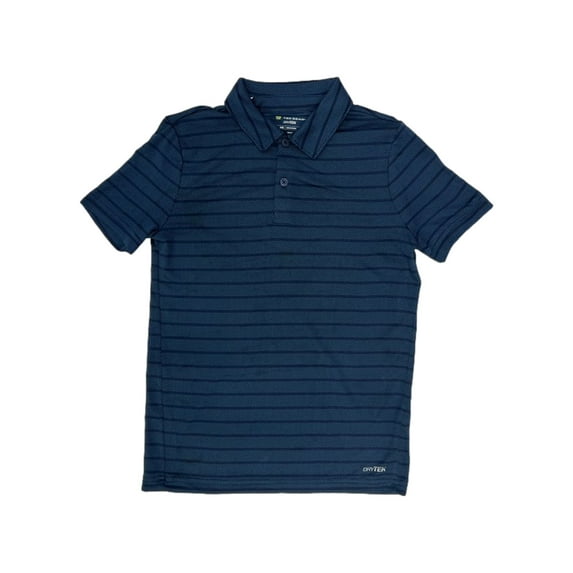 Boys Striped Navy Blue Collared Athletic Short Sleeve Polo Shirt XL (18-20)
