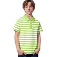 thumbnail image 1 of Boys Striped Polo Shirt Short Sleeve Collared Top with Pocket Casual Summer Shirt for 3-14 Years, 1 of 4