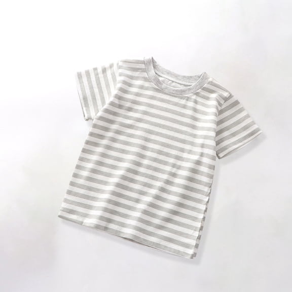 Boys' Striped Short Sleeve Casual Blouse with Cute Print for Summer Play and Special Occasions