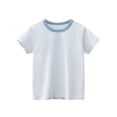 thumbnail image 1 of Boys' Striped T-Shirt Short Sleeve Crew Neck | 100% Cotton Soft Breathable | Blue White Stripe | Durable Play Tee | Kids to Big Kids (2-10 Years),Size 4-5 T, 1 of 4