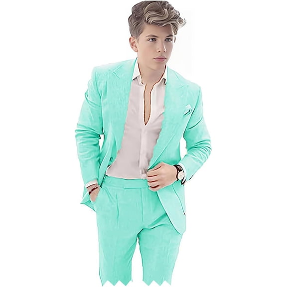 Boys Suit 2 Piece Linen Suit Slim Fit Suit Tuxedo Wedding Summer Beach Blazer Pants Suit Set