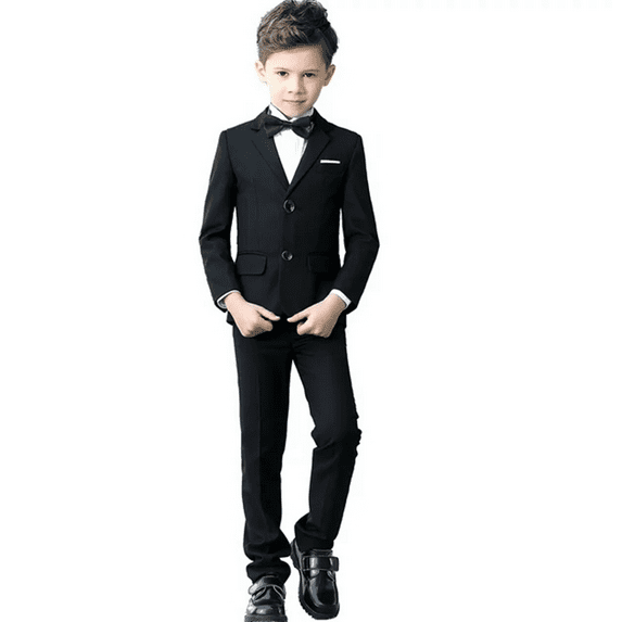 Boys Suit 5PC Baby Suits Wedding Party Little Gentleman Prom Tuxedo Black Dress suit Outerwear Party