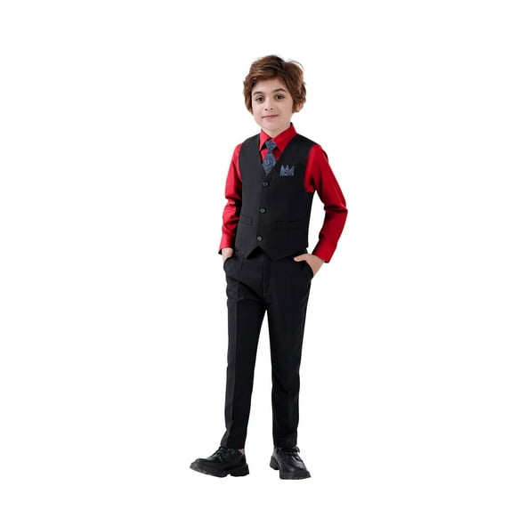 Boys Suit, Boys' Formal 4pcs Suit Set Boys Formal Dresswear Vest Set, Toddler Boy Vest Set 18 Years