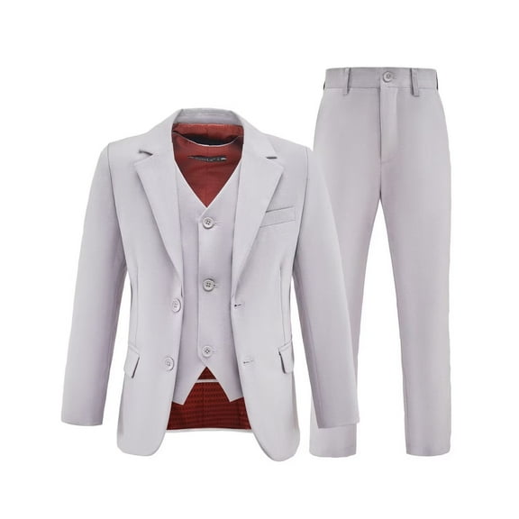 Boys' Suit Boys Suits Fit 3 Piece Blazer Waistcoat Pants Shawl Lapel Suits Set Beige Kid for Party Wedding Size 8