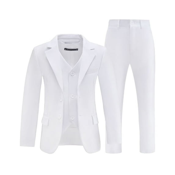 Boys Suit Boys'Suits Fit 3 Piece Blazer Waistcoat Pants Shawl Lapel Suits Set White Kid for Party Wedding Size 6