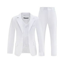Boys Suit Boys'Suits Fit 3 Piece Blazer Waistcoat Pants Shawl Lapel Suits Set White Kid for Party Wedding Size 8